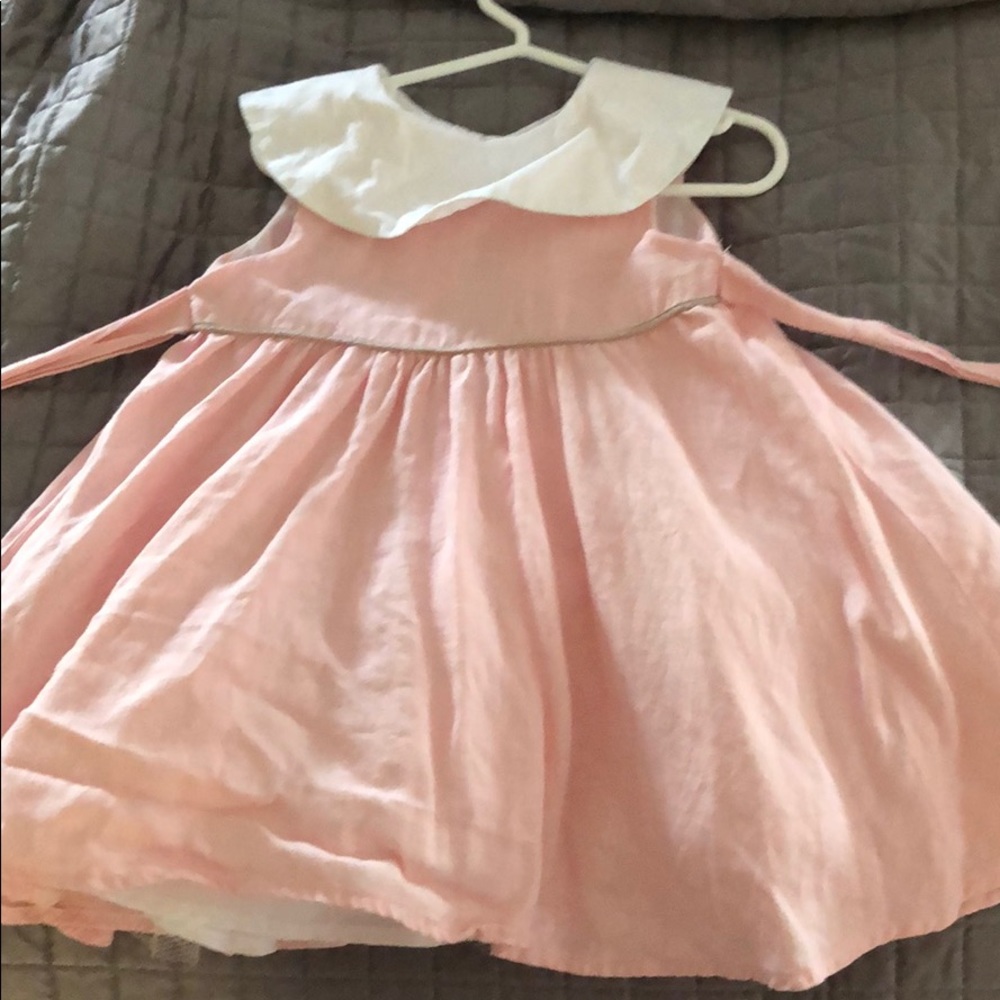 Pink and White linen dress